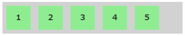 均等で左寄せに配置されたノーマルなフレックスボックスの例