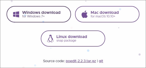 Poeditは Windows はもちろん、Linux や Mac にも対応しているマルチプラットなソフト