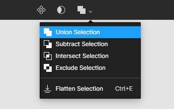 Figmaで図形を全選択したら、上メニューから「Union Selection」をクリック