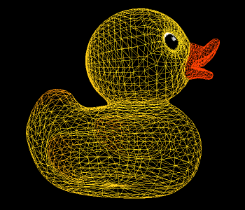 Duck.glbをワイヤーフレーム表示